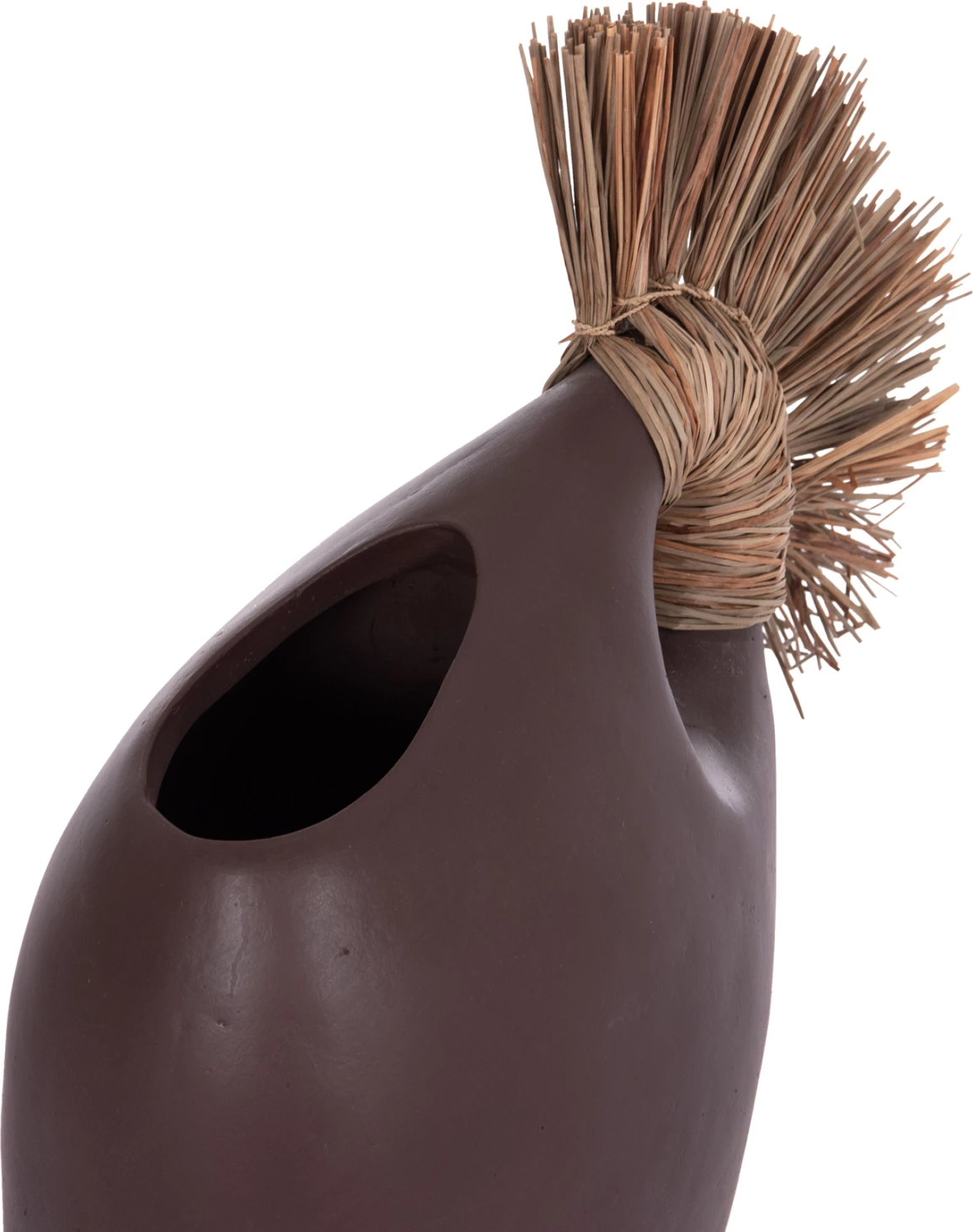 Vazo dekorative tavoline ALICA2, terrakotë, ngjyrë çokollate, bar i thatë, 44x18x50cm