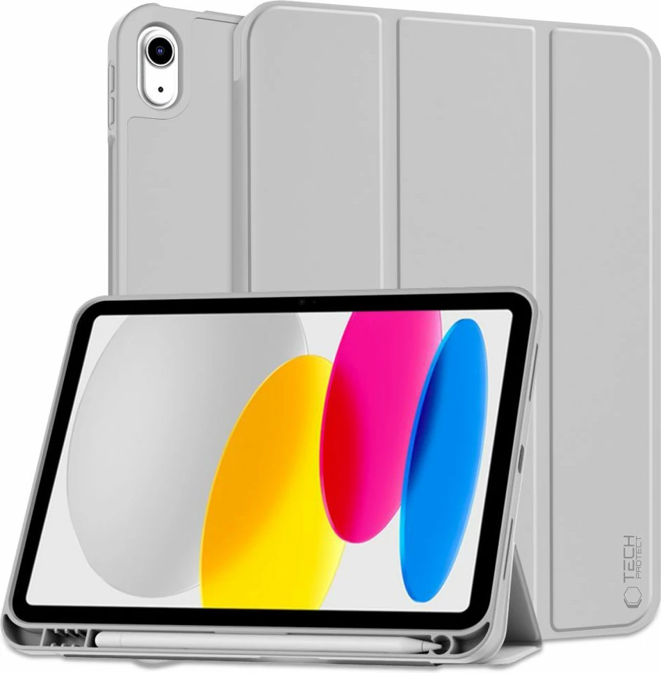 Mbështjellës tablet Tech-Protect SC Pen Case për iPad 10.9" (2022), silikon, gri e çelët
