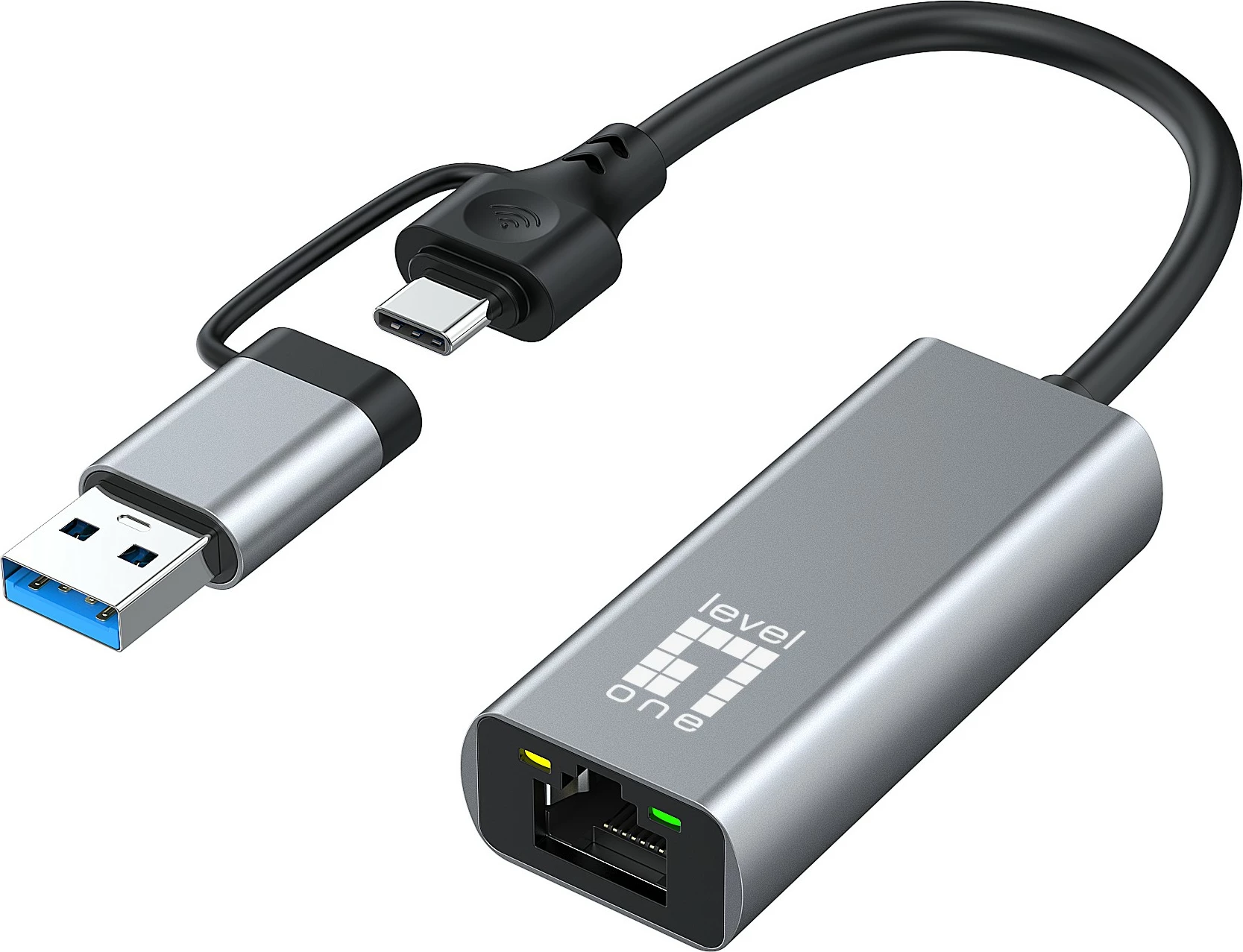 Adapter rrjeti LevelOne USB-0423, USB Type-A/USB Type-C, Ethernet, 2500 Mbit/s, Gri