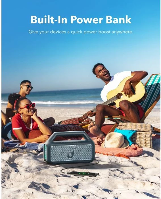 Altoparlant portativ Bluetooth Soundcore Anker BOOM 2 80W IPX7 24h, blu