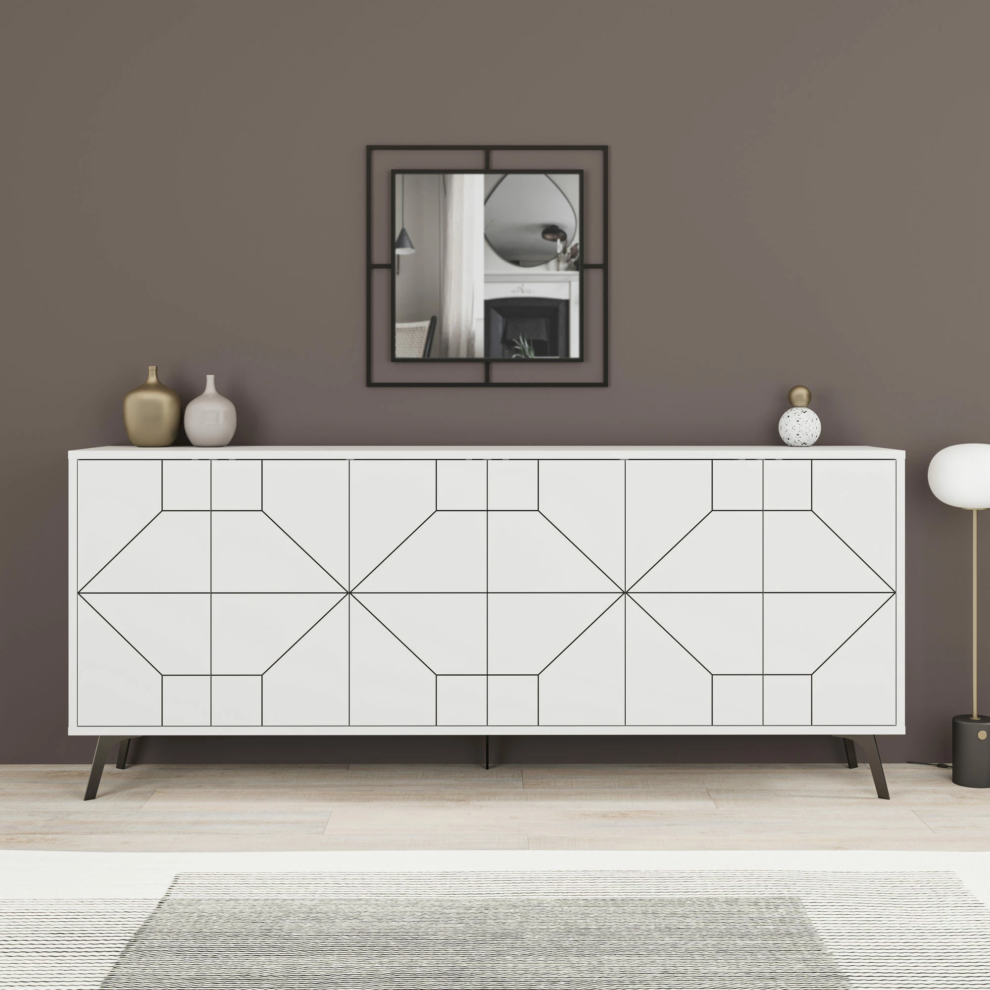 Konsol Skye Decor, ngjyrë e bardhë, 184x77.4x35cm