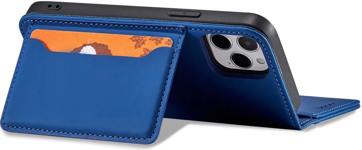 Mbështjellës Hurtel Magnet Card Case për iPhone 12 Pro, me kapak, portofol dhe qëndrim, kaltër