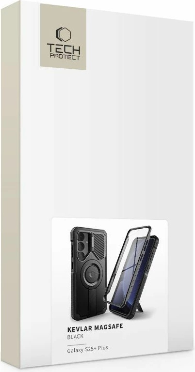 Mbështjellës Tech-Protect Kevlar MagSafe+ për Samsung Galaxy S25 Plus, i zi