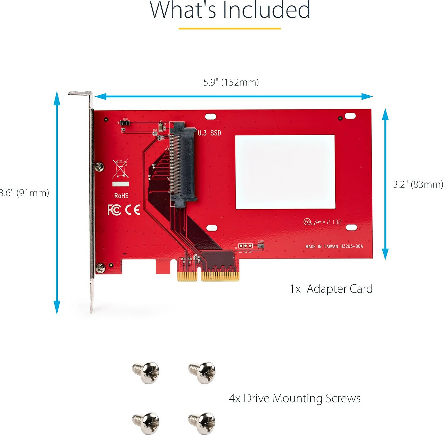 Kartë adapter PCIe StarTech SFF-TA-1001, PCIe 4.0 x4 në U.3 për SSD NVMe 2,5", e kuqe