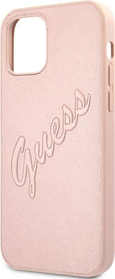 Mbështjellës Guess GUHCP12LRSAVSRG për iPhone 12 Pro Max 6.7", Saffiano Vintage Script, rozë