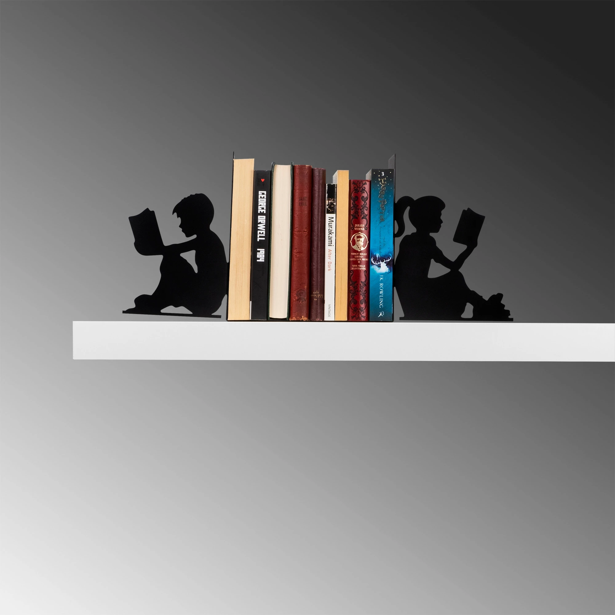 Mbajtës librash metalik Aberto Design, i zi, 40.5x14x22cm