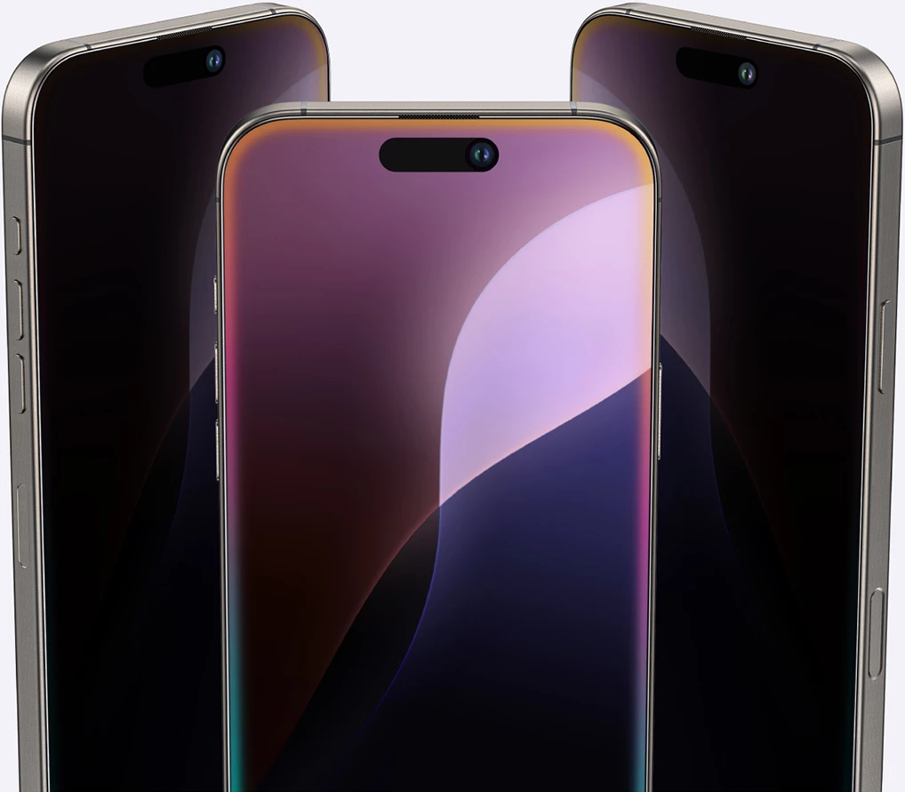 qelq i temperuar privatësie, AmazingThing, Titan Privacy Glass për iPhone 16, 330µm, 9H, kënd shikimi ±28°, i errësuar