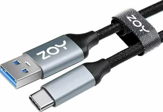 Kabllo USB ZOY ZCAC1 USB-A në USB-C 1 m USB 3.0 e zezë-argjendtë