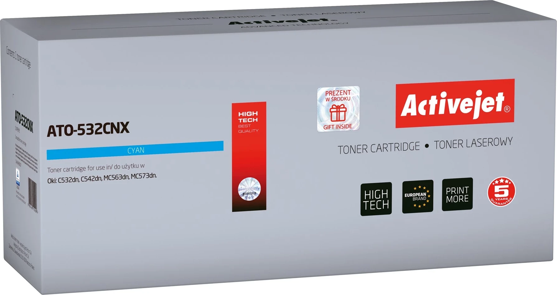 Toner zëvendësues Activejet ATO-532CNX për printer OKI, i kaltër