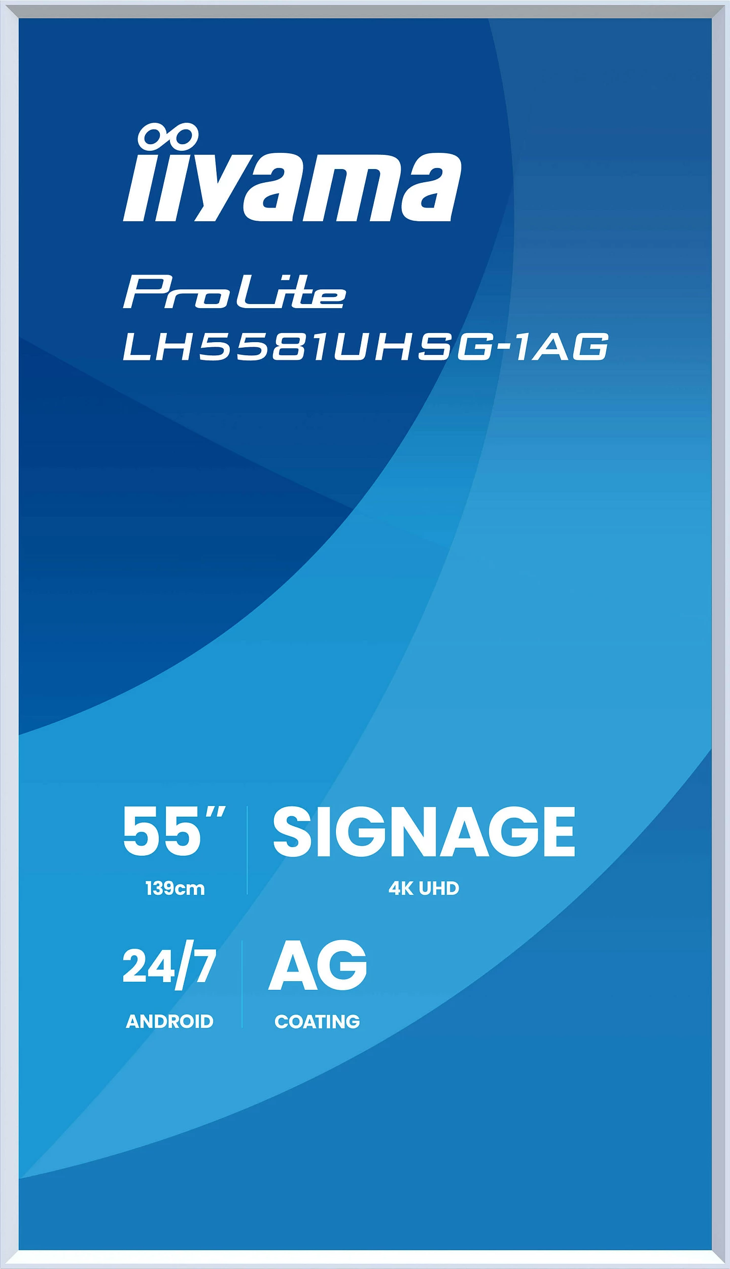 Ekran Digital Signage iiyama ProLite LH5581UHSG-1AG, 55", 4K UHD, Wi-Fi, 24/7, kornizë e bardhë