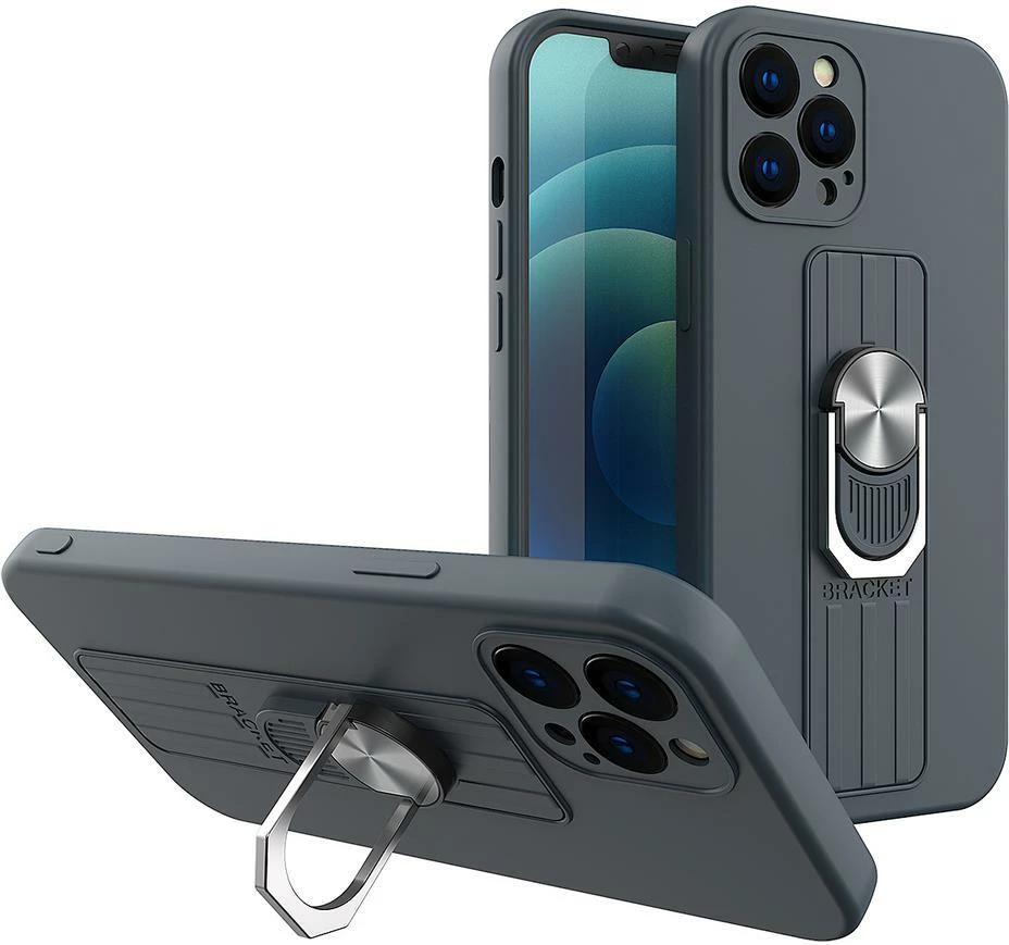 Mbështjellës silikoni Hurtel Ring Case me dorezë dhe bazë për Samsung Galaxy S21 FE, Kaltër