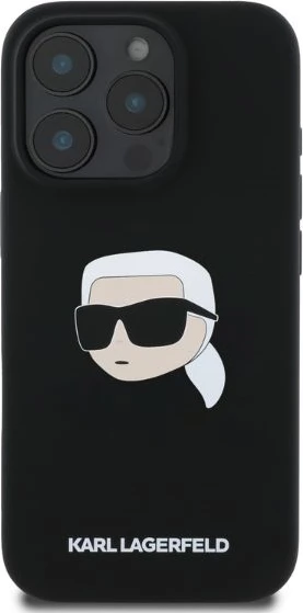 Mbështjellës Karl Lagerfeld Silicone Karl Head Print MagSafe për iPhone 16 Pro Max, Zi
