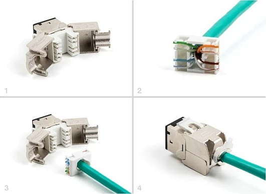 Modul Keystone DeLOCK RJ45 në LSA Cat.6A, set 10 copë, toolfree, i zi