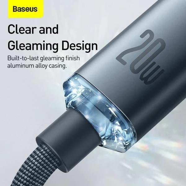 Kabllo USB-C në Lightning Baseus Crystal Shine 1.2 m 2.4A USB 2.0, e zezë, 1 copë