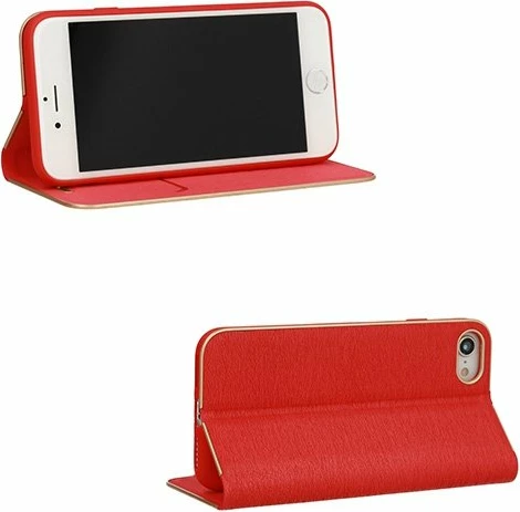 Mbështjellës flip HAVANA Premium për Samsung Galaxy A72 / A726 5G, i kuq me skaj të artë