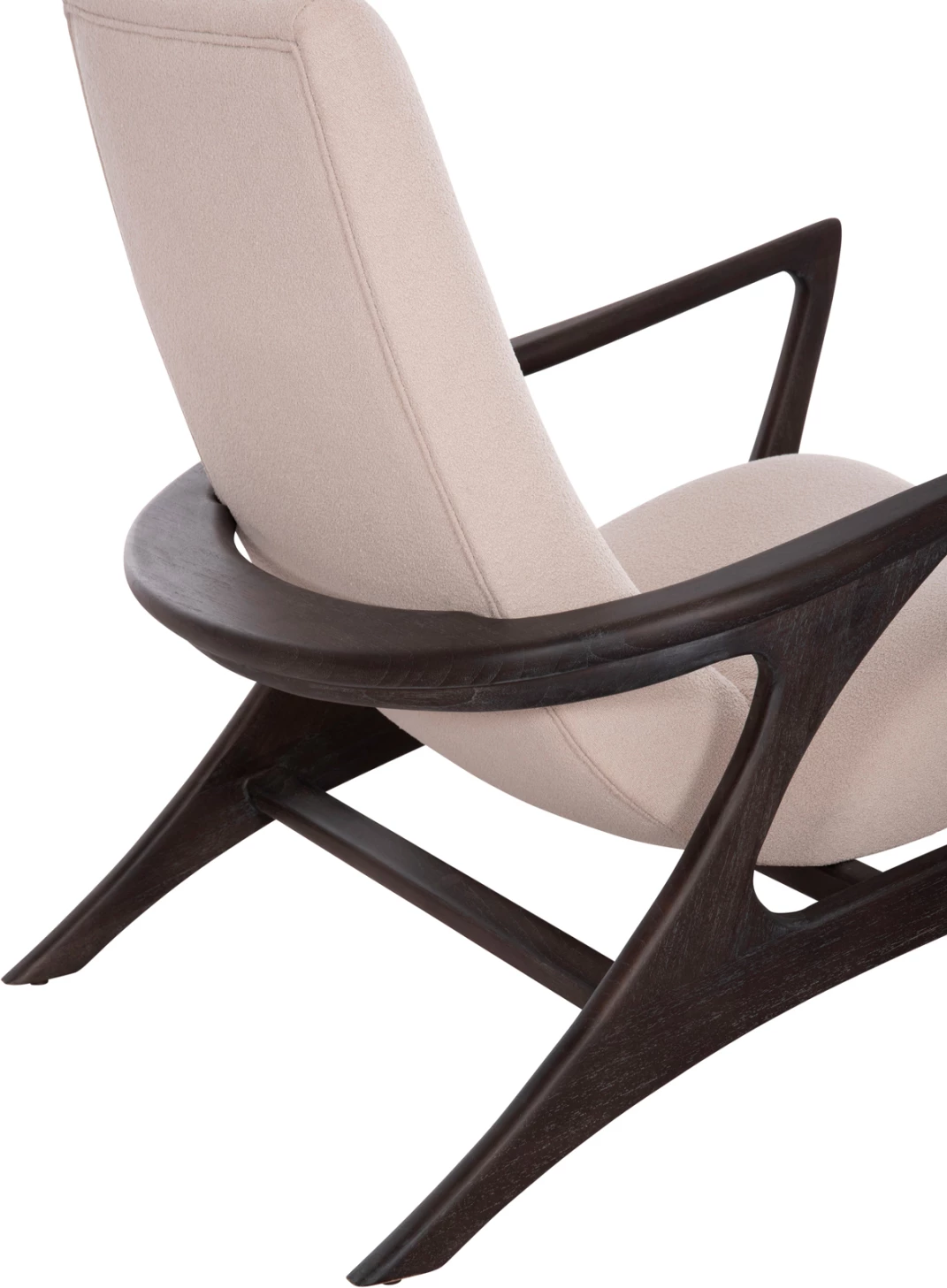 Fotel lounge ARYA, dru teku, ngjyrë e zezë-krem boucle, 79x88x83cm