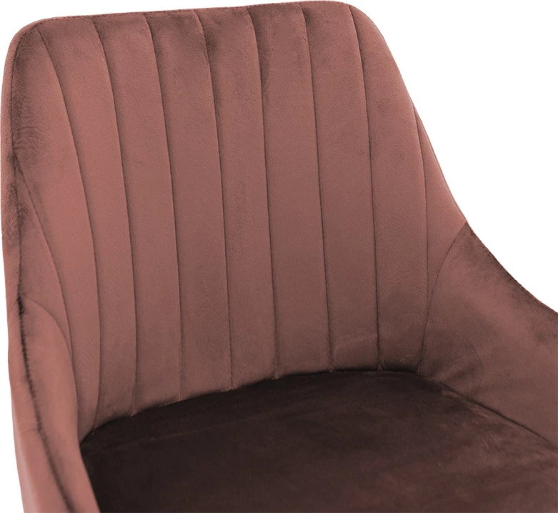 Karrige për bar Patrin, këmbë metalike të zeza, kadife ngjyrë mollë e kalbur