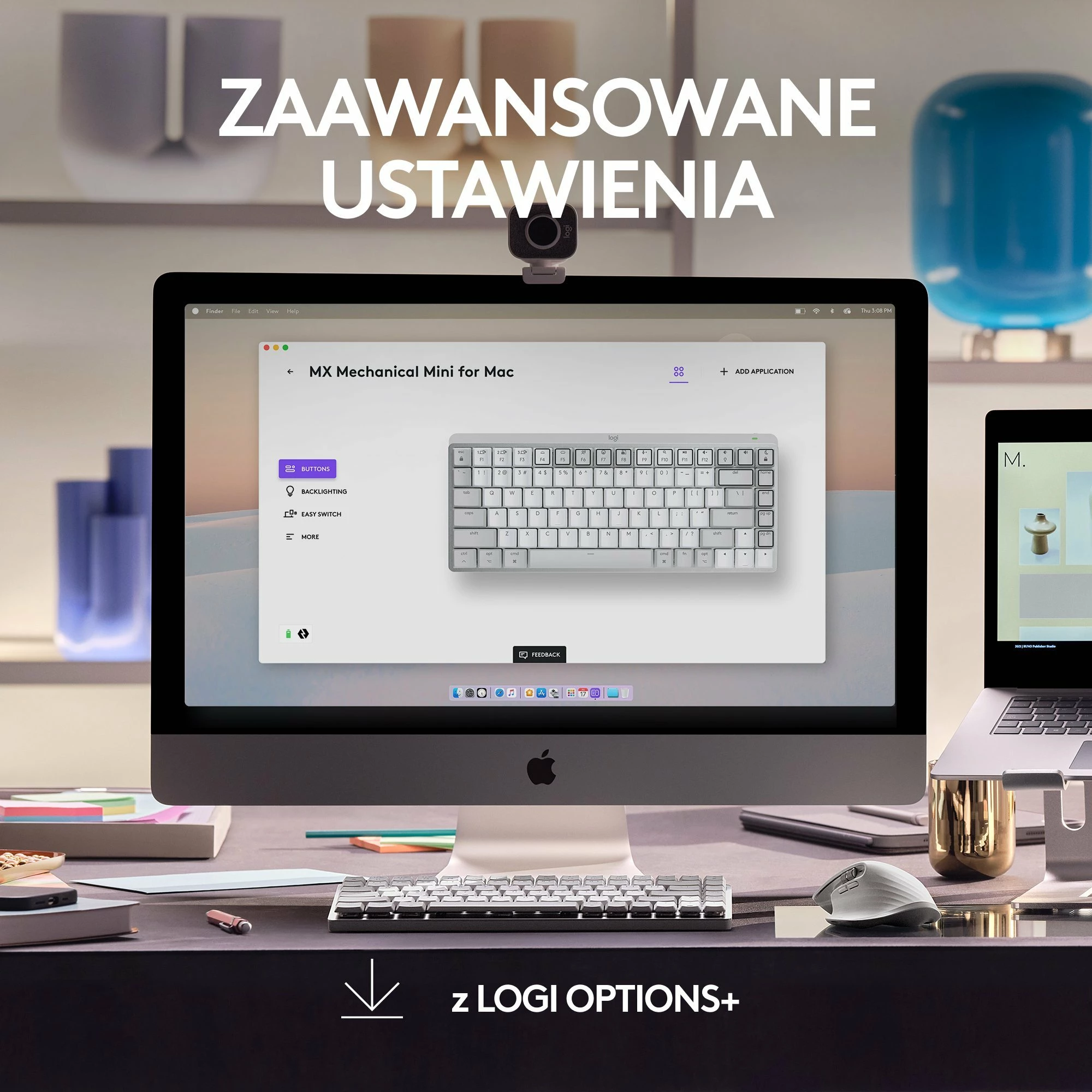 Tastierë mekanike wireless Logitech MX Mechanical Mini për Mac 920-010799, US layout, me ndriçim, gri