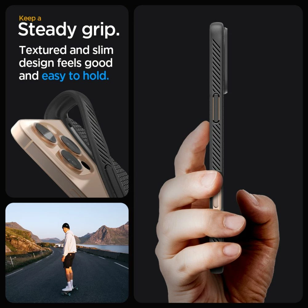 Mbështjellës Spigen Liquid Air për iPhone 16 Pro Max, i zi