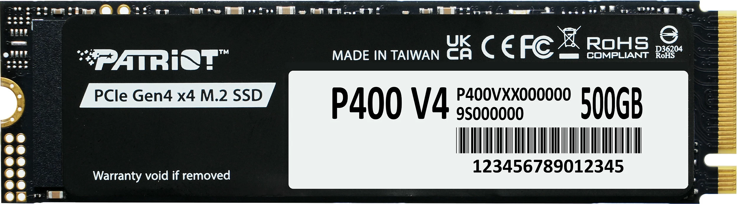 SSD M.2 Patriot P400 V4 500GB, PCIe 4.0 NVMe, 5000/3000MB/s, me heatsink, e zezë