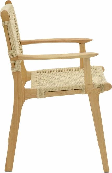 Karrige me krahë Olivier, dru fagu natyral, litar natyral, 62x60x85cm, set prej 2 copë