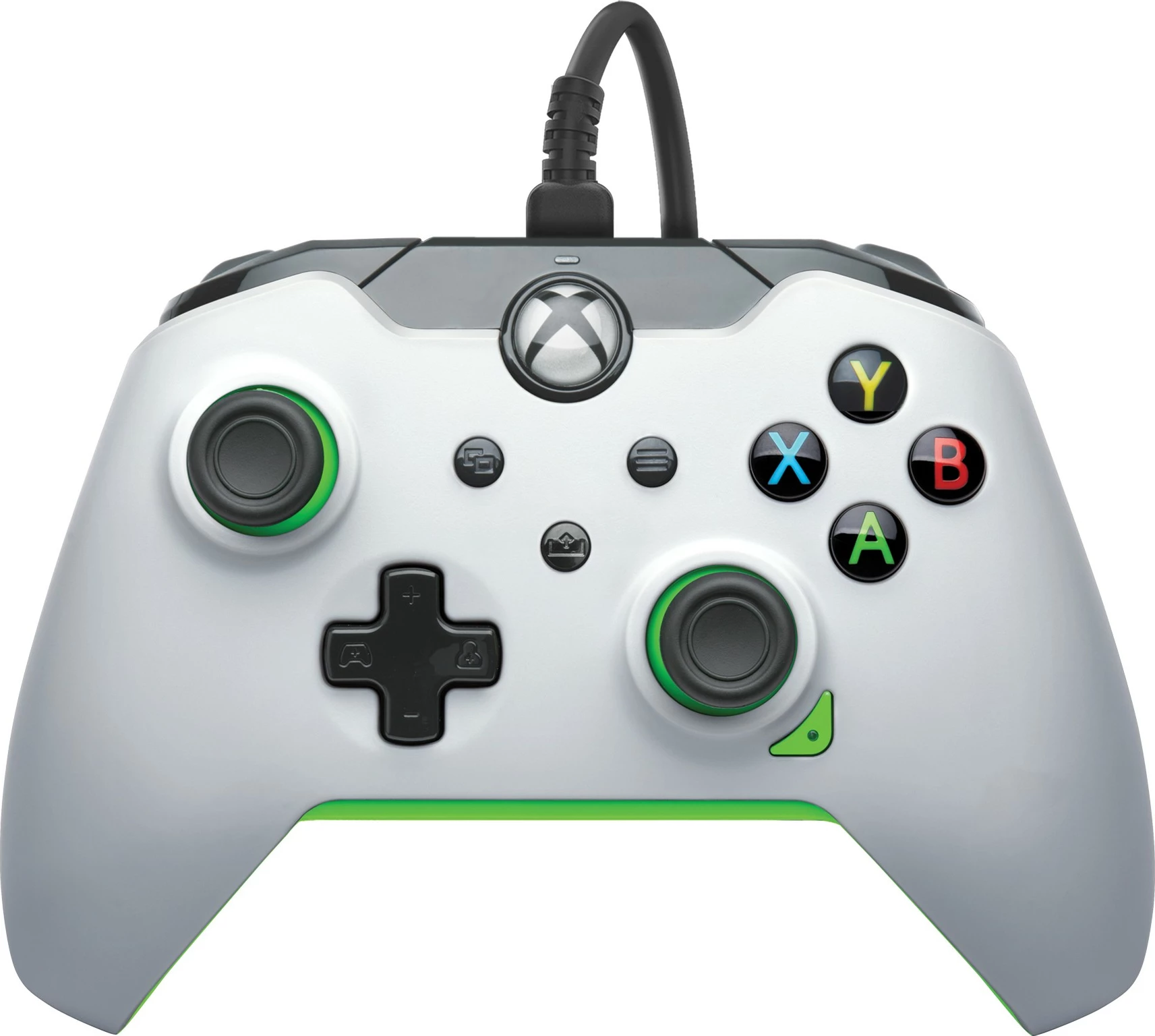 Gamepad PDP Neon White për Xbox Series X/S/One dhe PC, me kabllo, 2.43m, i bardhë/gjelbër