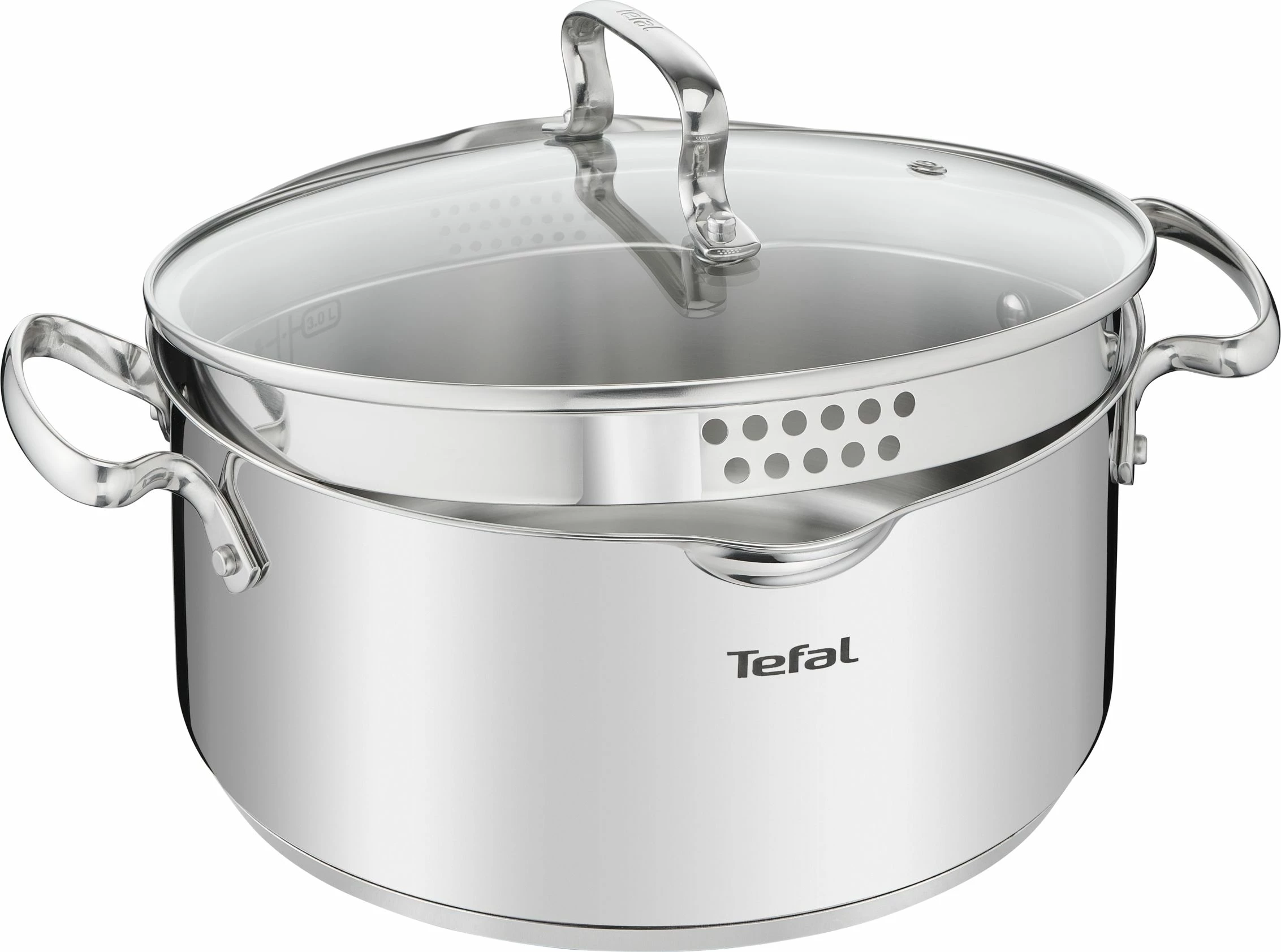 Tenxhere Tefal Duetto+ 24 cm 5 L inox me kapak kullues/qelqi, argjendtë