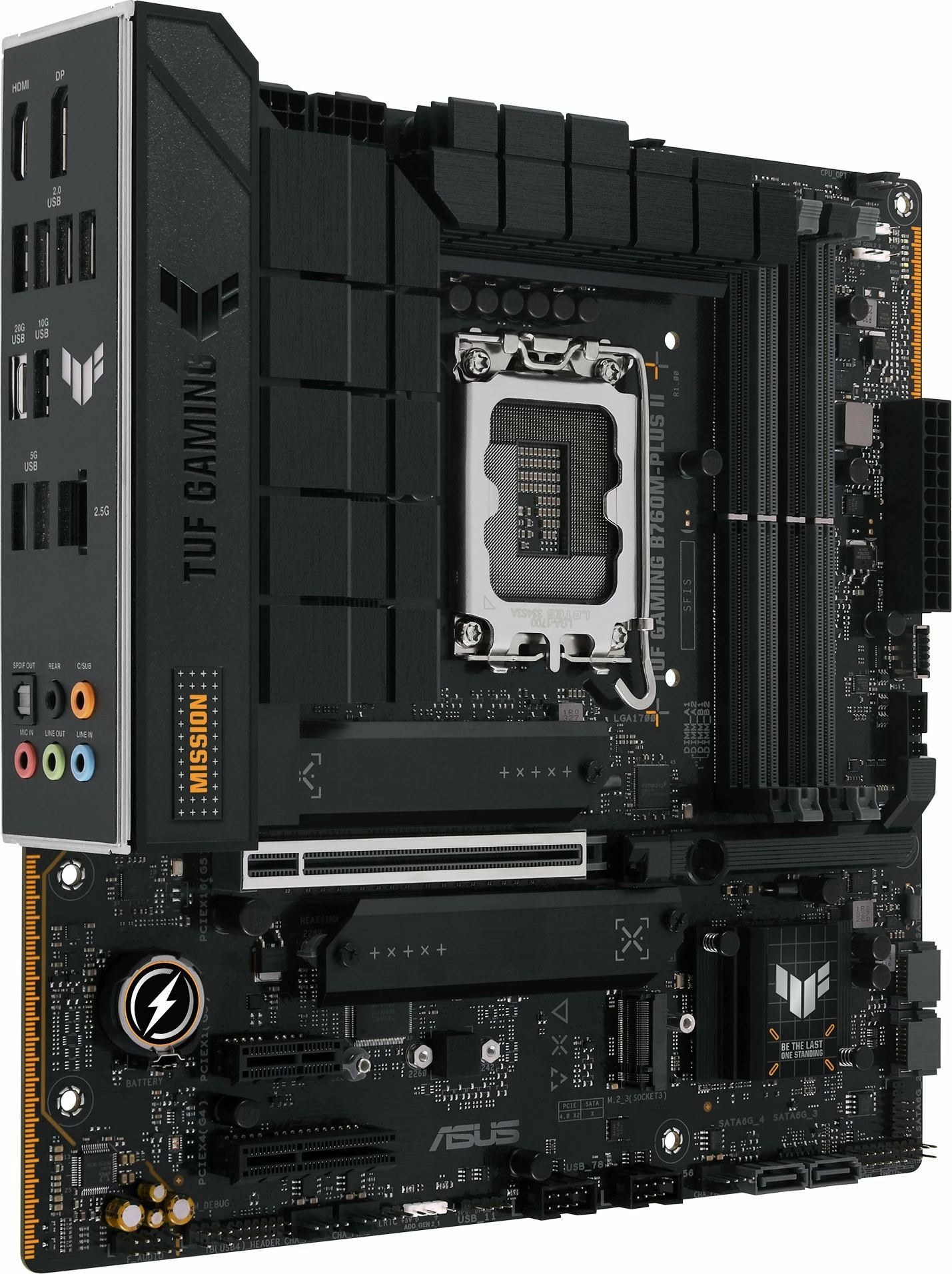 Pllakë amë Asus TUF GAMING B760M-PLUS II Micro ATX, Intel B760, DDR5, PCIe 4.0, 2.5GbE
