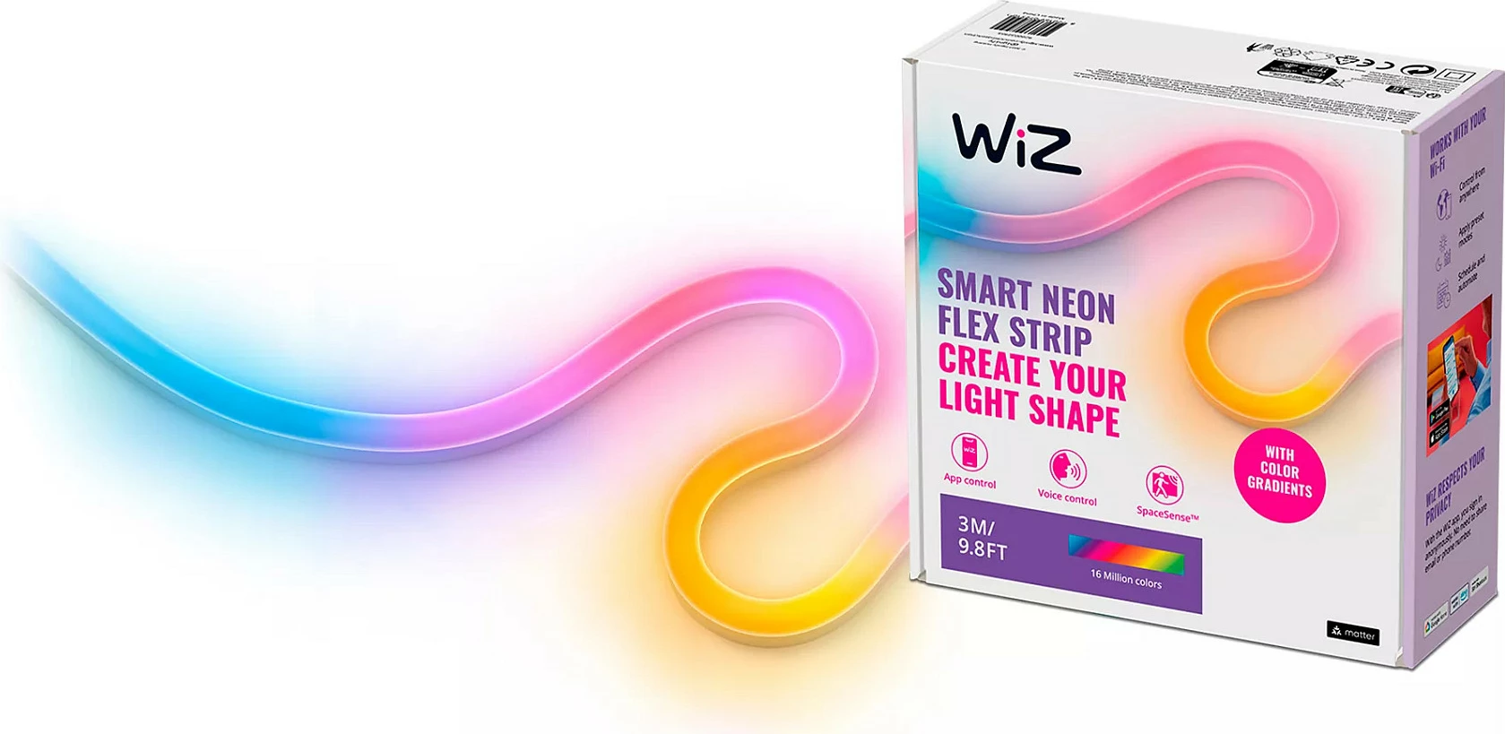 Shirit LED smart WiZ Neon Flex 3 m kit, Wi-Fi/Bluetooth, multikolor