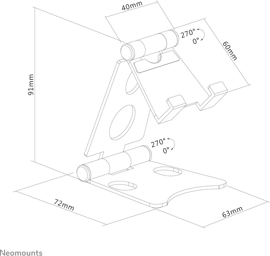 Mbështjellës tavoline Neomounts DS10-150SL1, për celular deri 4.7 inç, palueshëm, argjend