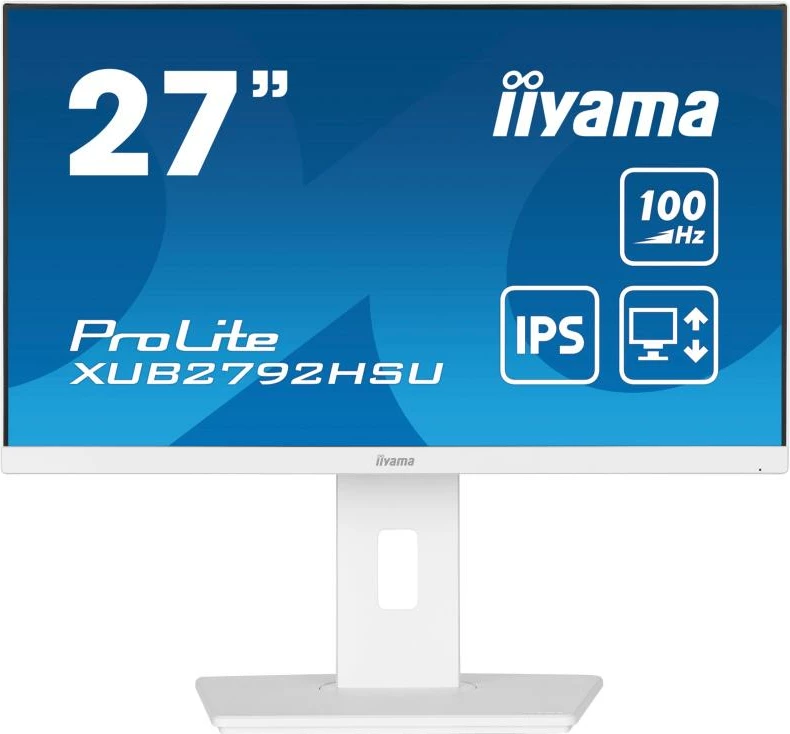 Monitor, iiyama, ProLite XUB2792HSU-W6, 27" IPS 100Hz FreeSync USB 3.2 hub HDMI/DP, i bardhë