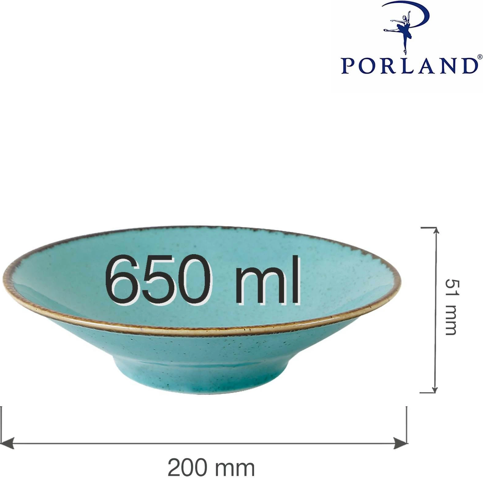 Pjatë e thellë Porland Seasons Laguna 200 mm, 650 ml, set 6 copë, kaltër