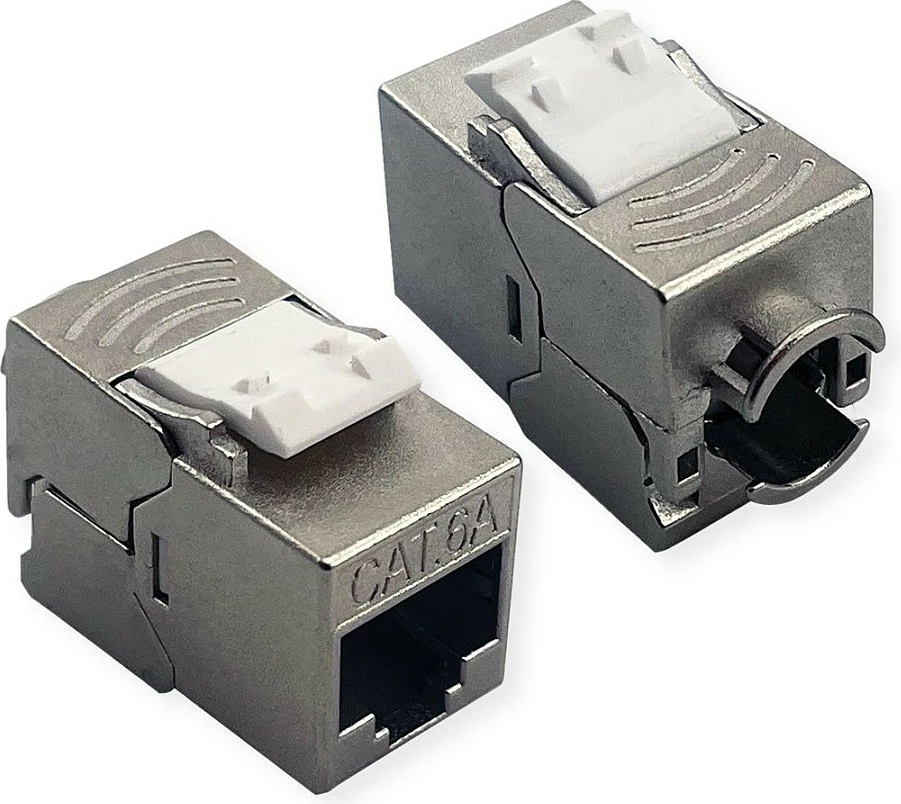 Keystone ROLINE Cat6A RJ-45, i mbrojtur, pa vegla, SLIM, i shkurtër, argjend