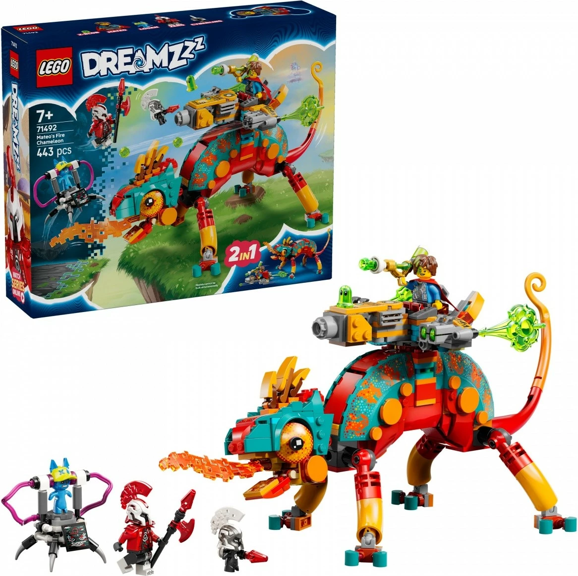 Set LEGO DREAMZzz Mateo's Fiery Chameleon 71492, 443 pjesë, për fëmijë, shumëngjyrësh