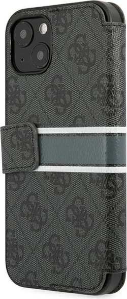 Mbështjellës Guess GUBKP13S4GDGR për iPhone 13 mini 5.4", me kapak, 4G Stripe, Gri