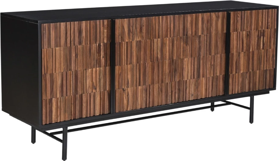 Bufe Jenga me 4 dyer, ngjyrë e zezë dhe arre, 174x45x75