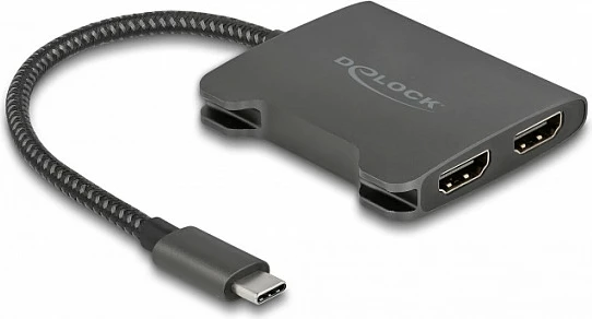Adapter DeLOCK USB-C (DP Alt Mode) në 2x HDMI MST, 4K 60Hz, i zi