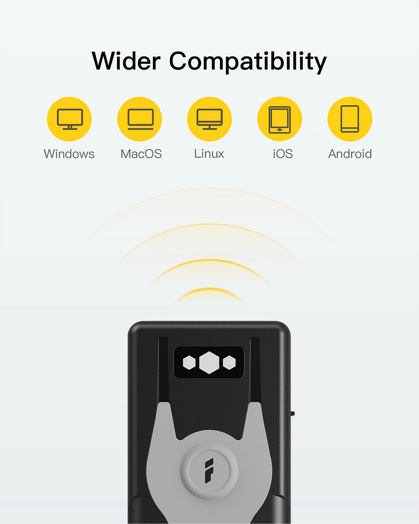 Skaner barkodi Inateck BCST-43, 1D, Bluetooth 5.0, USB/2.4G, 1200mAh, i zi/jeshil/gri