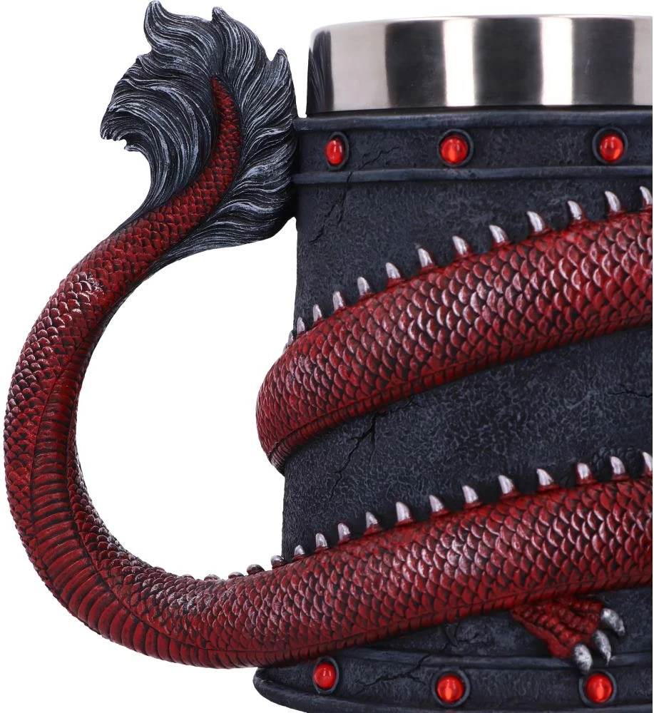 Krug Nemesis Now Dragon Coil 16 cm, me insert çeliku inox, kuqe/zezë