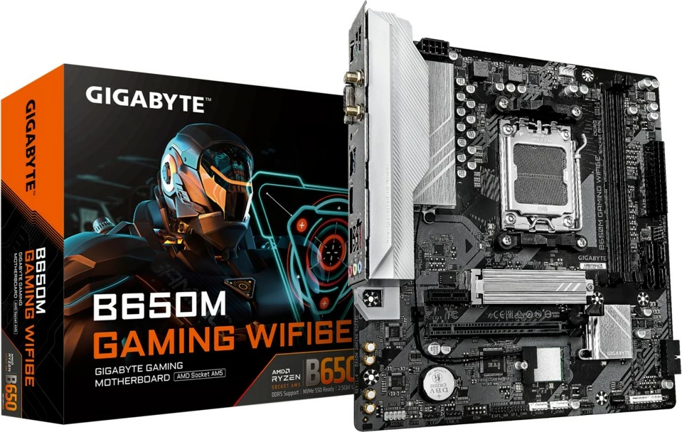 Pllakë amë Gigabyte B650M GAMING WIFI6E Socket AM5, chipset AMD B650, DDR5 2 slote, Wi‑Fi 6E, HDMI/D-Sub, M.2, mATX