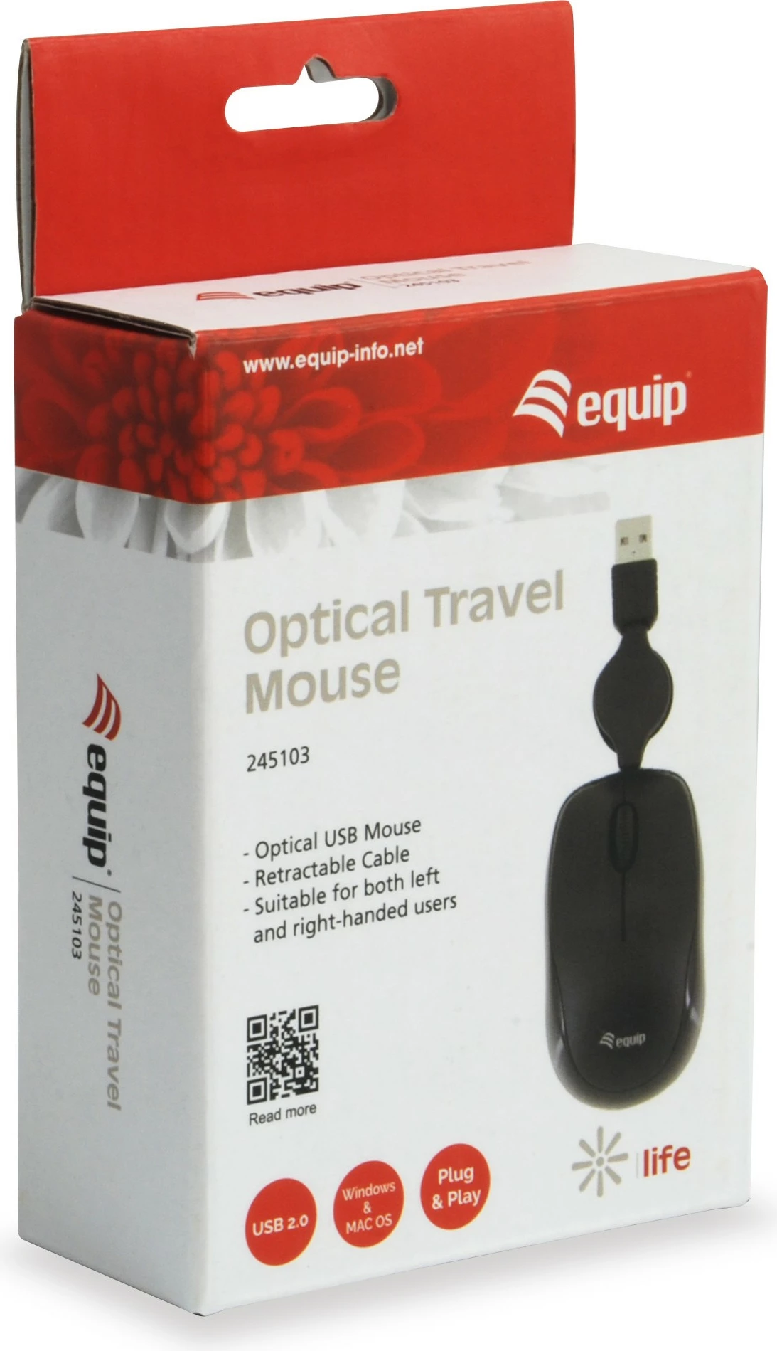 Maus Equip 245103, optik, USB, 1000 DPI, kabllo tërheqëse, i zi