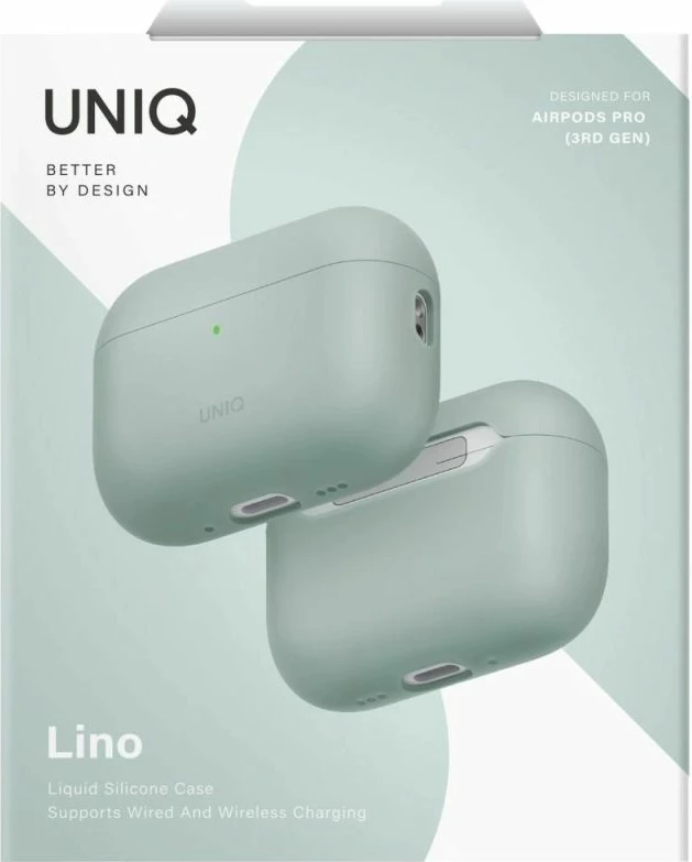Kutia silikoni për AirPods Pro 3 UNIQ Lino, e gjelbër