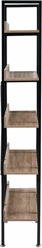 Raft librash HORIZON, 5 rafte, sonoma e zezë, 120x28x170