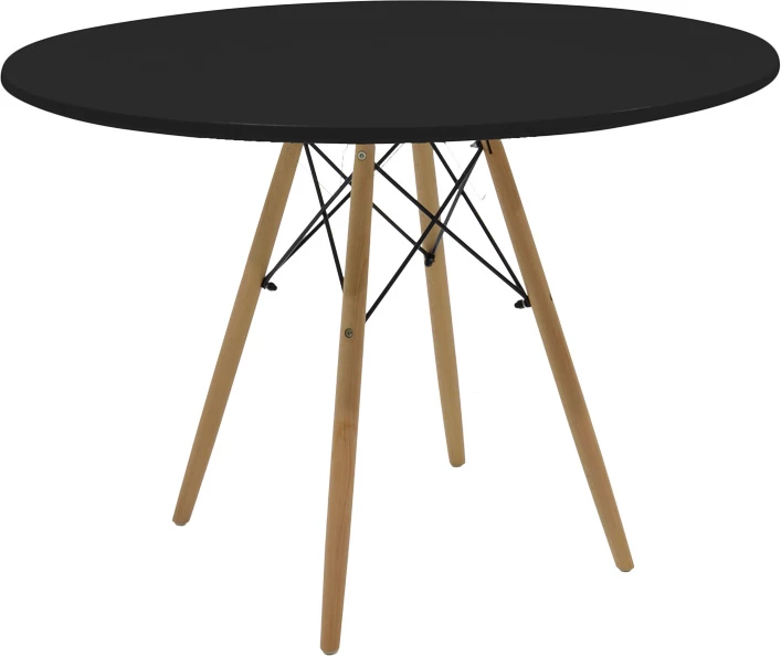 Tavolinë Julita, MDF i zi, këmbë druri ahu natyral, 120x73cm