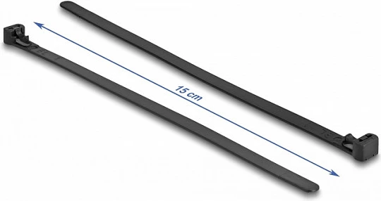 Lidhëse kabllosh DeLOCK 200 x 7.5 mm, të ripërdorshme, 100 copë, të zeza