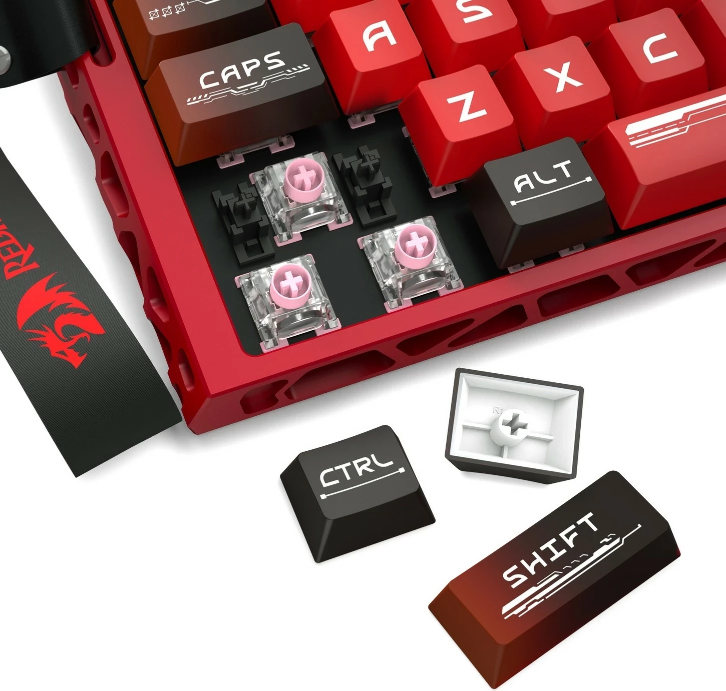 Tastierë gaming Redragon Venom K753-RGB-M, 60%, RGB, Hot-Swap, USB-C, e kuqe