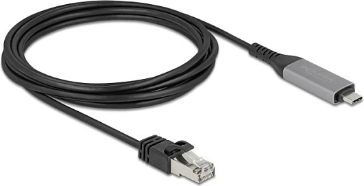 Kabllo LAN USB-C në RJ45 DeLOCK, Gigabit Ethernet Cat6, 3m, e zezë/anthracite