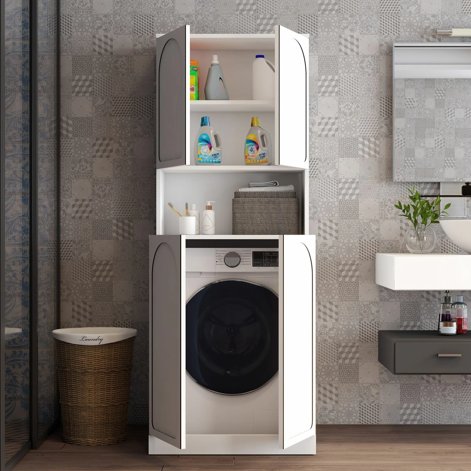 Dollap për lavatriçe, ngjyrë e bardhë, Skye Decor Lyon 73