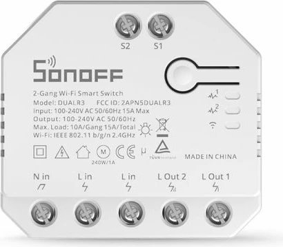 Switch smart Wi‑Fi 2-kanalësh SONOFF DUALR3, kontroll për perde/roleta, matje energjie, 100–240V 10A, 3300W, i bardhë 4