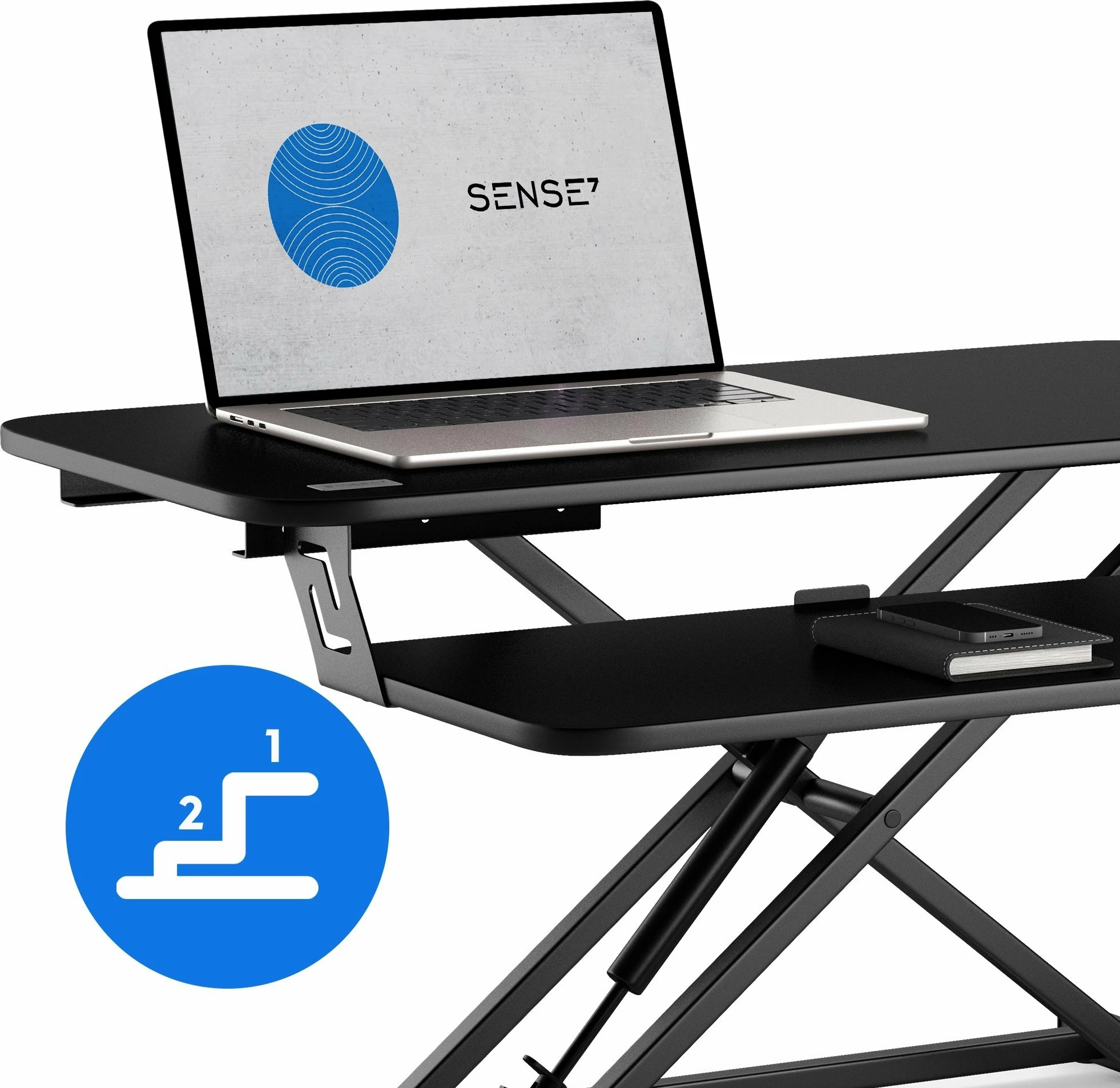 Konvertues tavoline zyre SENSE7 Office Converter 81 x 40 cm, rregullim lartësie 12.5-49 cm, i zi